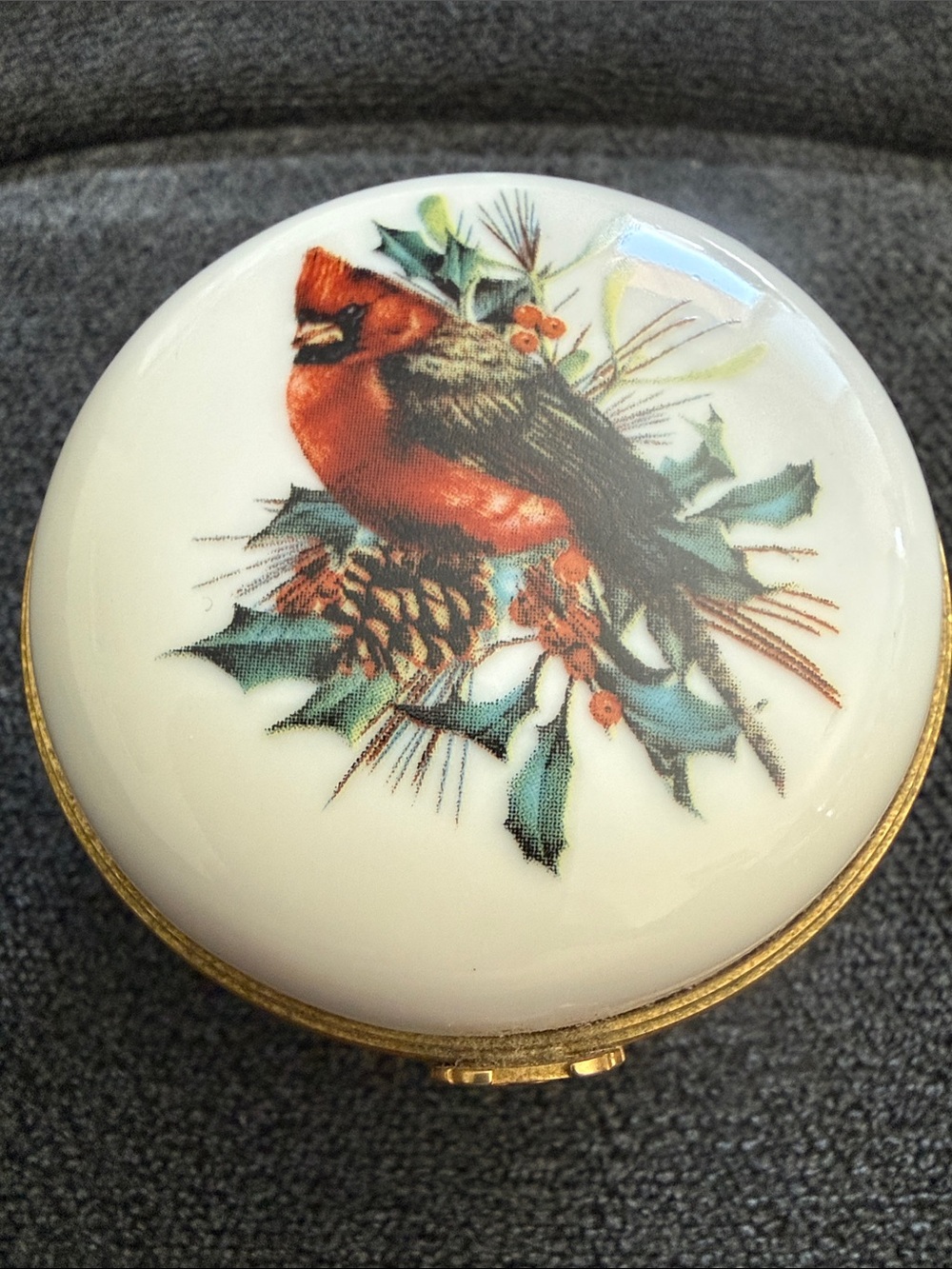 Lennox Ceramic Bird Trinket Box with Red Cardinal Design